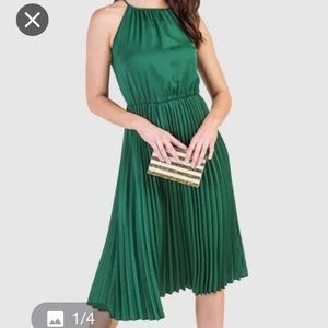 Francesca’s Mi Ami Green Pleated Midi Dress